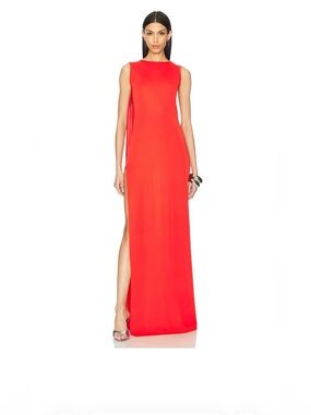 NWT Sid Neigum Floor Length Back Cowl Dress Red XS Maxi Gown Retail $590